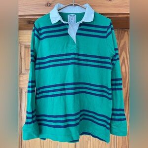 Lands' End Striped, Long-Sleeve Polo Rugby Shirt, Boys M 10-12, 90s Preppy